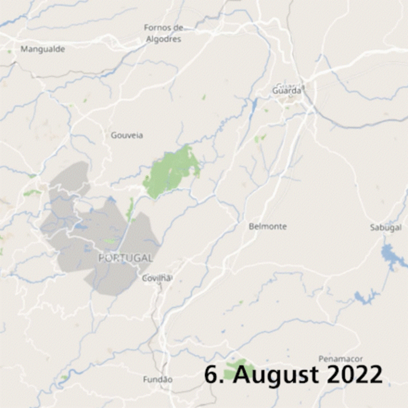 Situation in Portugal vom 6. bis 16. August 2022. Bild: DLR (CC BY-NC-ND 3.0)