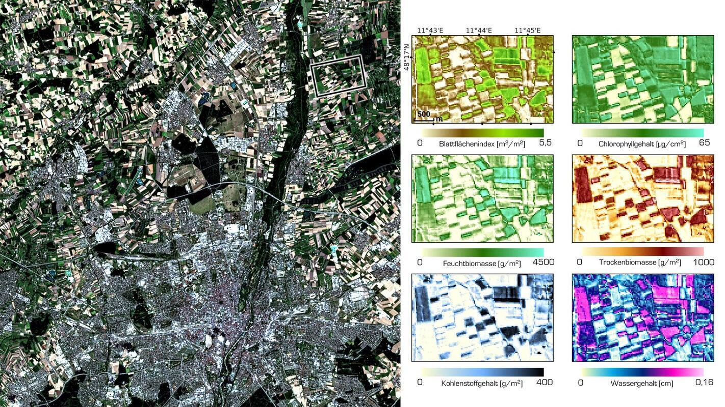 Auf dem Weg zu ei­ner nach­hal­ti­ge­ren Land­wirt­schaft. Credit: EnMAP Commissioning Phase data 2022 DLR/IGGF GEO LMU München