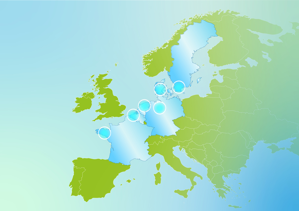 Projektgebiete in sechs Ländern: Deutschland, Dänemark, Belgien, Frankreich, Niederlande, Schweden. Quelle: LIAG, Anne-Marie Pogoda-Dorsch.