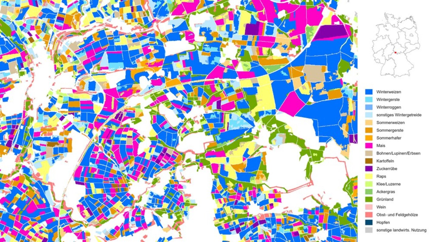 Unterschiedliche Feldgrößen in Bayern und Thüringen. Bild: DLR (CC BY-NC-ND 3.0) 